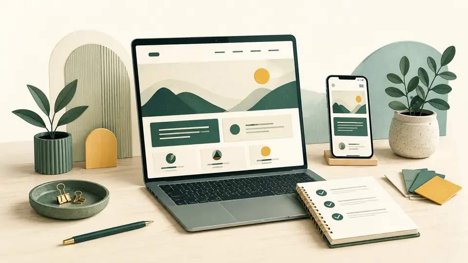 Fast website build preview with desktop and mobile layouts